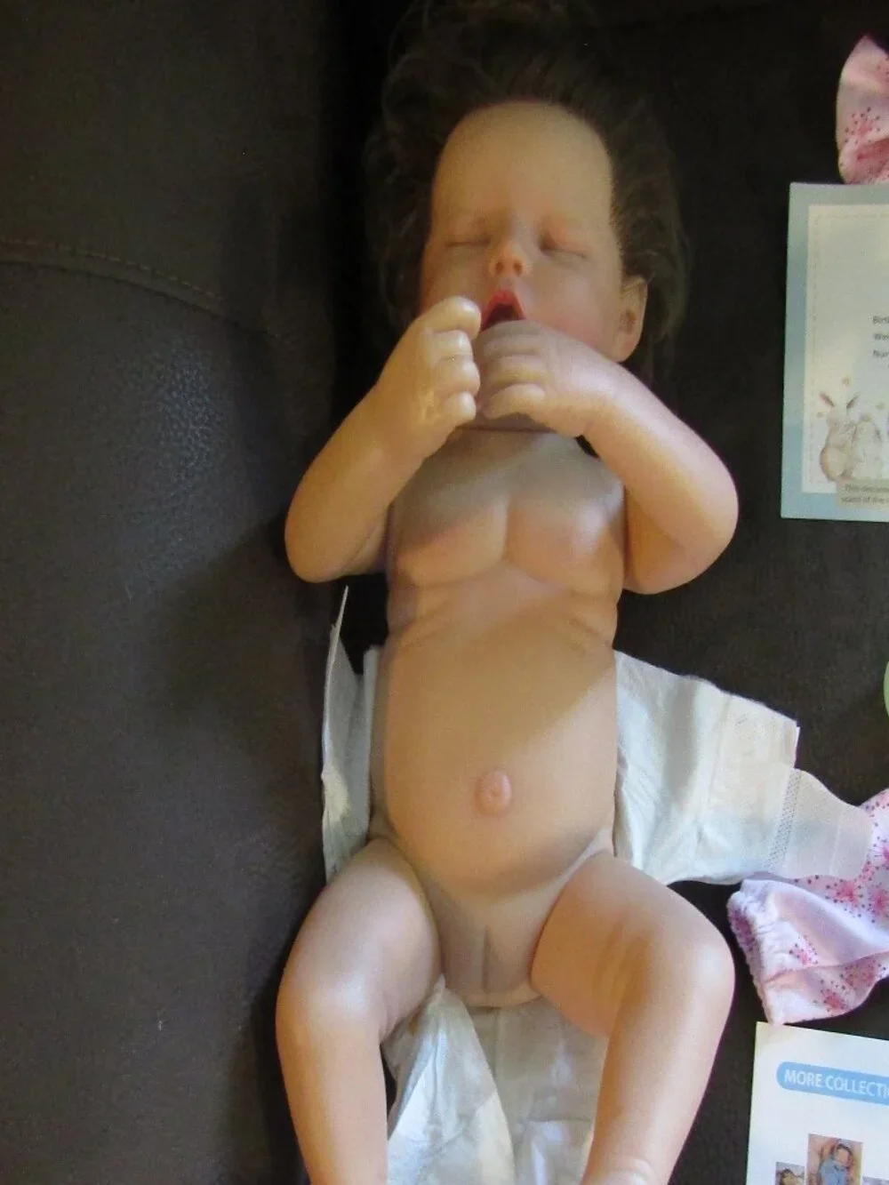 Realistic REBORN GIRL DOLL 18-Inch Real Life Sleeping Baby Pacifier 2 outfits ++